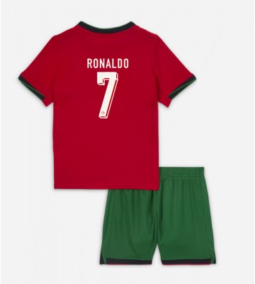 Portugal Cristiano Ronaldo #7 Hemmakläder Barn EM 2024 Kortärmad (+ Korta byxor)